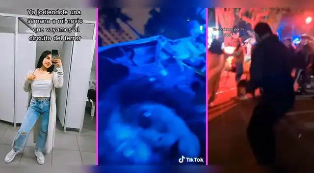 La joven no pudo evitar asustarse al ver los personajes de terror.