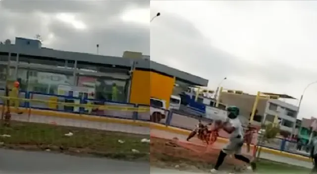 Extranjeros lanzando piedras a obreros en obras del Metropolitano en Comas Extranjeros lanzando piedras a obreros en obras del Metropolitano en Comas