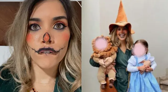 Korina Rivadeneira salió a pedir dulces con sus hijos