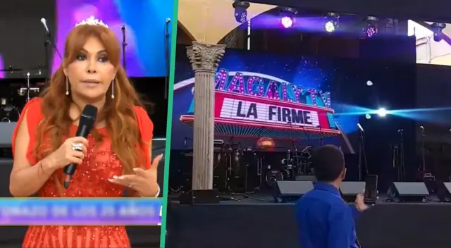 Magaly pasó roche por falla de audio en su aniversario y su equipo bromea: “Pasa en el programa, pasa en el evento”