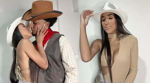 Samahara Lobatón se luce al lado de Youna disfrazados en Halloween.