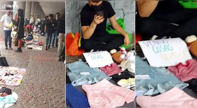 Un joven fue captado vendiendo la ropa de su expareja afuera de la universidad de Moquegua y es viral en TikTok.