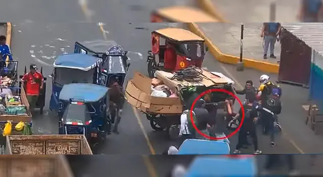 Sujetos agrediendo a humilde familia en el Cercado de Lima