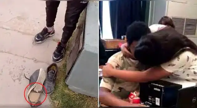 El niño gastó todos sus ahorros y fue a comprarle unas zapatillas a su amigo porque lo molestaban en su escuela Nueva York, Estados Unidos.