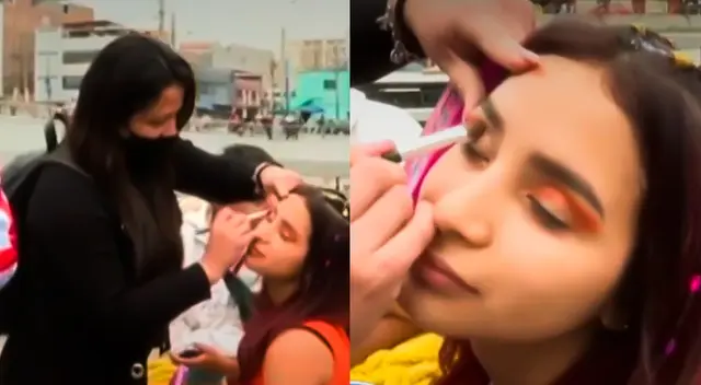 Maquilladora 'hace su agosto' al ofrecer su servicios a fans que hacen cola para el concierto.