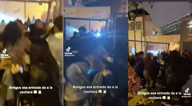 Fanáticos de Bad Bunny ingresando a estacionamiento