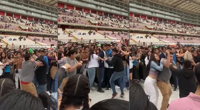 Jóvenes se agarraron a golpes horas antes de que aparezca Bad Bunny y escena es viral en redes sociales.