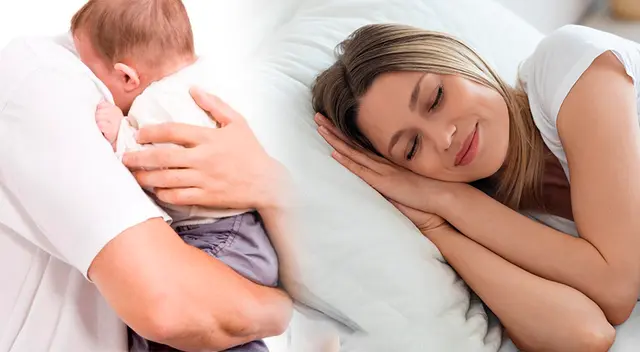 Mujer que sueña con una bebé mujer.