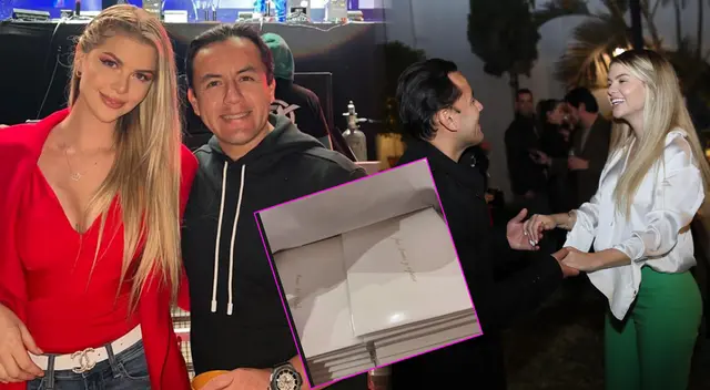 Brunella Horna y Richard Acuña reciben sus invitaciones para el matrimonio.