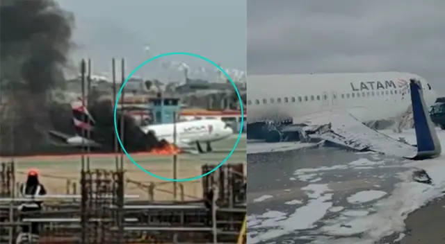 Avión empezó a incendiarse cuando estaba por aterrizar en el Jorge Chávez.