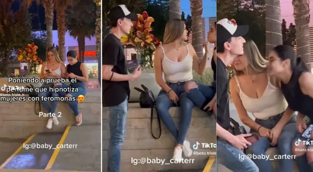 El joven buscó comprobar si funcionaba el perfume de feromonas. El joven buscó comprobar si funcionaba el perfume de feromonas.