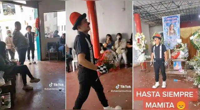 El payasito peruano llegó al velatorio de su madre y escena hizo llorar a miles de usuarios en TikTok.
