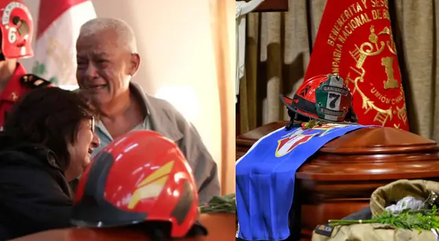 Padre de uno de los bomberos fallecidos rompe en llanto. Padre de uno de los bomberos fallecidos rompe en llanto.