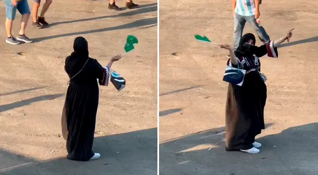 Mujer musulmana no pudo festejar como todos los hinchas de Arabia Saudita. Mujer musulmana no pudo festejar como todos los hinchas de Arabia Saudita.