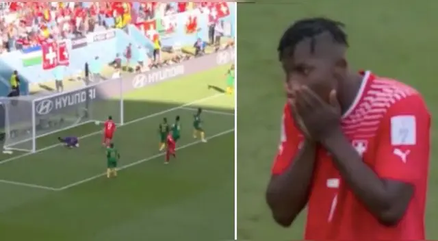 Suiza marca su primer gol ante Camerún. Suiza marca su primer gol ante Camerún.