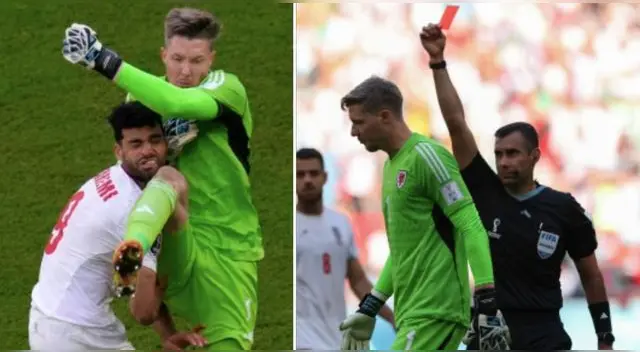 Así fue el preciso momento en que el árbitro sacó tarjeta para el portero de Gales.