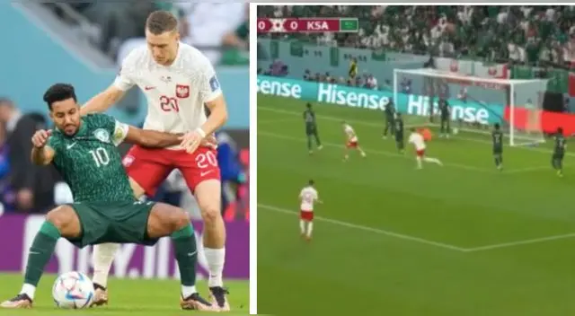 Así fue el primer gol de Polonia ante Arabia Saudita.
