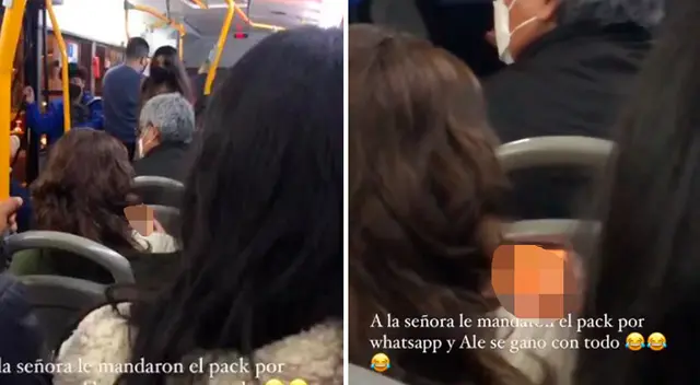 La señora no se dio cuenta que estaba siendo vista por un grupo de jóvenes. La señora no se dio cuenta que estaba siendo vista por un grupo de jóvenes.