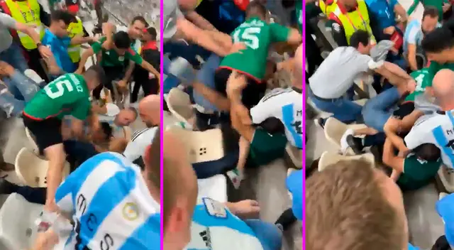 Los hinchas se agarraron a golpes en pleno partido.