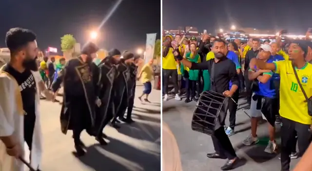 Mundial Qatar 2022: los hinchas brasileños y árabes se retaron en pasos de baile.