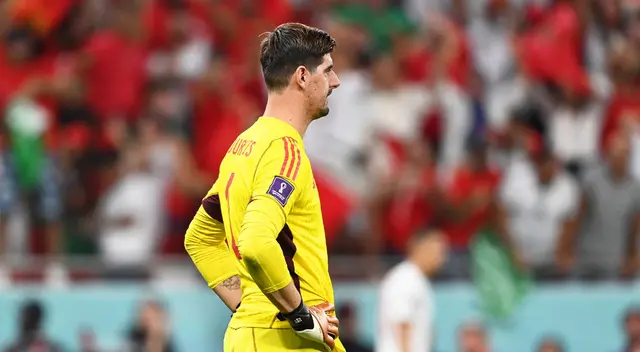 El portero belga Thibaut Courtois reacciona durante el partido ante Croacia. El portero belga Thibaut Courtois reacciona durante el partido ante Croacia.