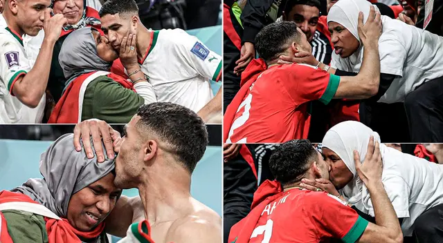 Hakimi volvió a replicar su cábala: darle un beso a su madre.