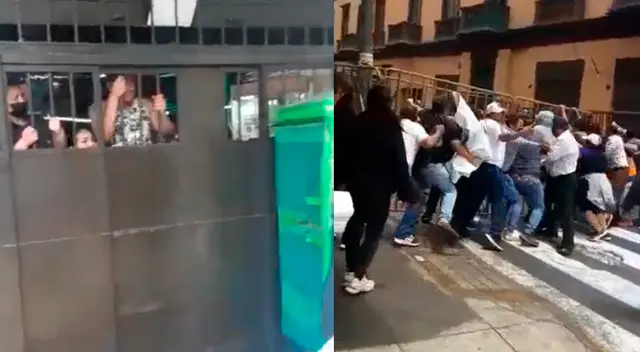 Personas protestan en el Centro de Lima.