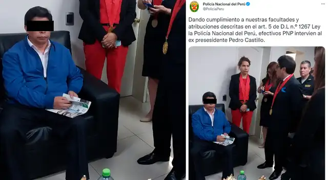 La PNP difundió la imagen de Pedro Castillo con los ojos cubiertos.
