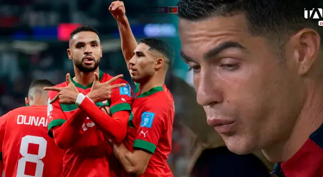 Cristiano Ronaldo quedó en shock al ver el gol de Marruecos. Cristiano Ronaldo quedó en shock al ver el gol de Marruecos.