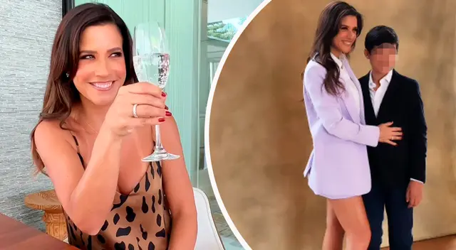 María Pía Copello feliz por la graduación de su hijo. María Pía Copello feliz por la graduación de su hijo.