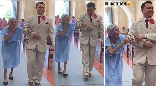 La abuelita acompañó a su nieto el día de su matrimonio y escena conmueve a miles en TikTok. La abuelita acompañó a su nieto el día de su matrimonio y escena conmueve a miles en TikTok.