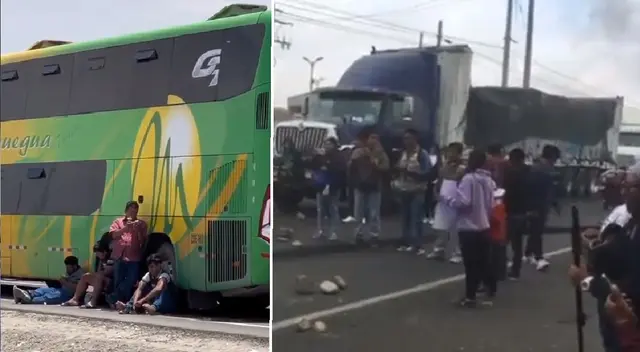 Tras bloqueo de Panamericana Sur, pasajeros piden ayuda.