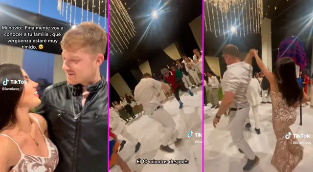 La joven no imaginó que su novio sabía bailar huayno. La joven no imaginó que su novio sabía bailar huayno.