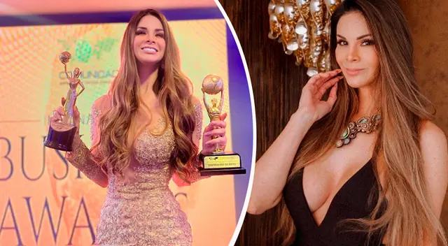 Sully Saénz se muestra orgullo tras recibir premio.