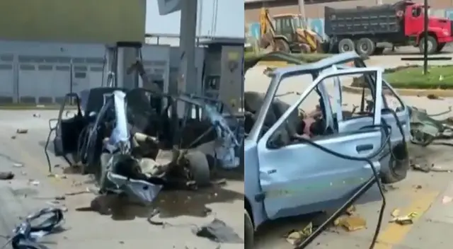 Hombre tanquea su auto, pero este explota en pleno grifo de Lurín. Hombre tanquea su auto, pero este explota en pleno grifo de Lurín.