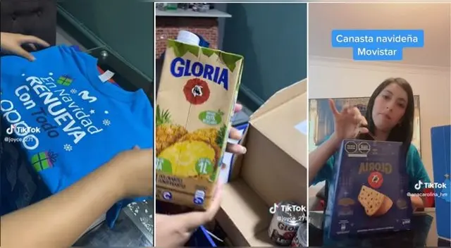 La trabajadora de Movistar mostró lo que tiene su canasta navideña y es tendencia en TikTok.
