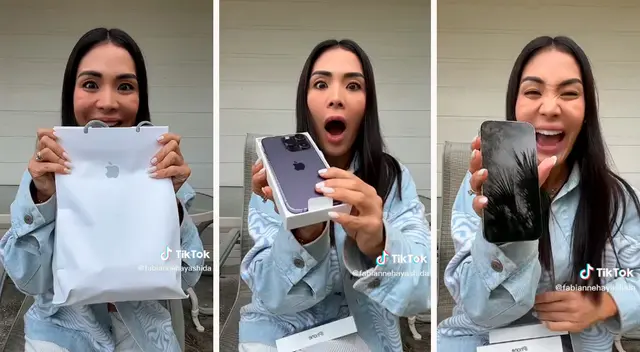 Fabianne Hayashida emocionada por su regalo de Navidad. Fabianne Hayashida emocionada por su regalo de Navidad.