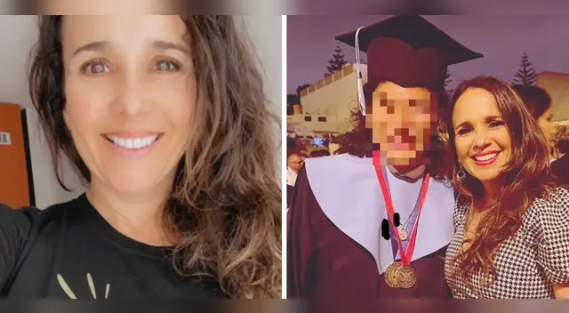 Érika Villalobos feliz por la graduación de su hijo.