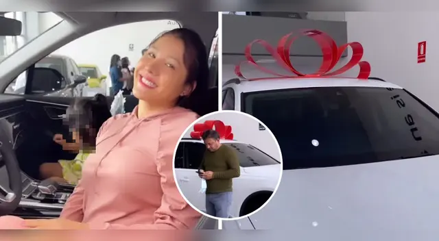 Lesly Castillo recibe sorpresa de su esposo.