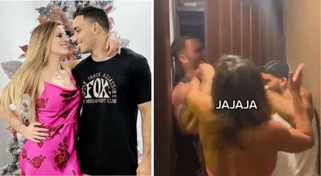 Alejandra Baigorria sorprende al cachetear aSaid Palao y Fabio Agostini.