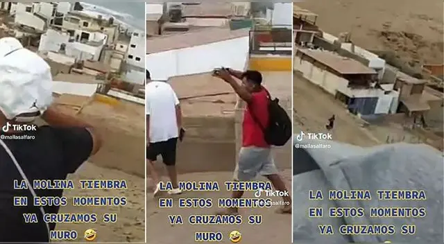 La escena fue captado por uno de los muchachos que también cruzaba el muro y se hizo viral en TikTok.