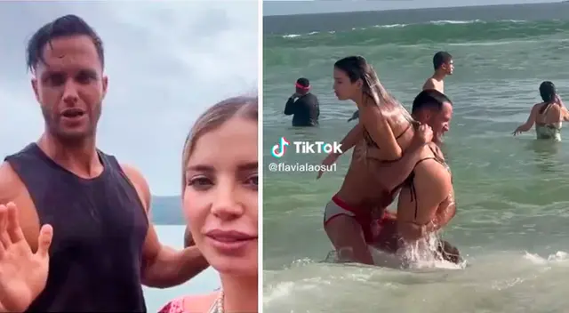 Fabio Agostini sorprende a Flavia Laos con broma.