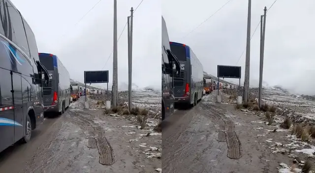 Fuerte nevada genera congestión vehicular