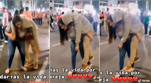 La muchacha no dudó en cargar a su novio tras 'pasarse de copas' y se volvió viral en TikTok. La muchacha no dudó en cargar a su novio tras 'pasarse de copas' y se volvió viral en TikTok.