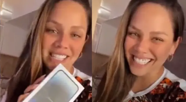 Andrea San Martín contenta con su iPhone 14