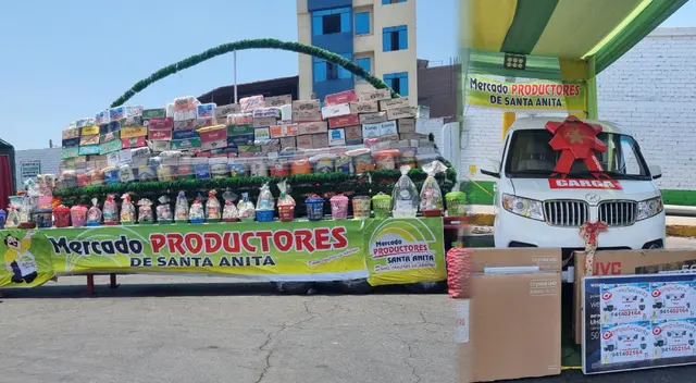 Canastón y minivan que serán sorteados en el Mercado de Productores
