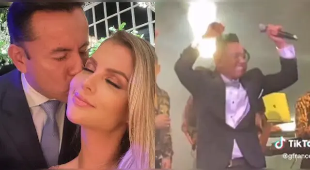 Christian Cueva cantó 'Dime gitana' en boda de Brunella Horna y Richard Acuña