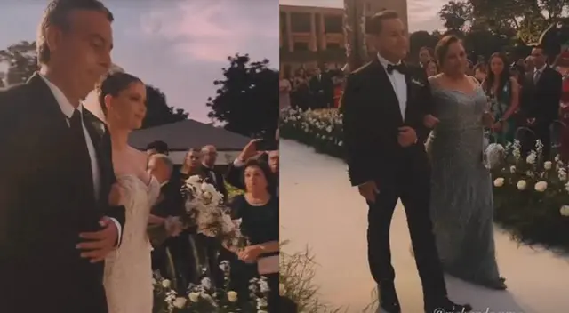 La conductora de televisión llegó al altar junto a su padre y el hijo de César Acuña del brazo de su madre. La conductora de televisión llegó al altar junto a su padre y el hijo de César Acuña del brazo de su madre.