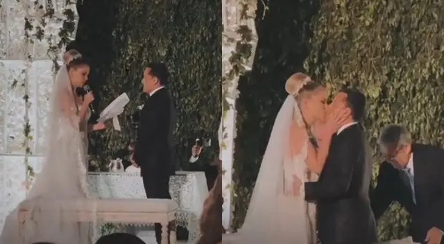 Brunella se emocionó hasta las lágrimas al leer sus votas y el primer beso de los recién casados. Brunella se emocionó hasta las lágrimas al leer sus votas y el primer beso de los recién casados.