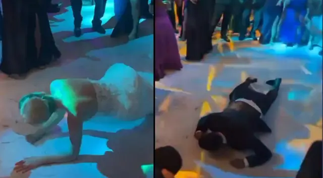 Giselo enseñándole a Brunella Horna cómo hacer el pasito de Anitta en su boda. Giselo enseñándole a Brunella Horna cómo hacer el pasito de Anitta en su boda.